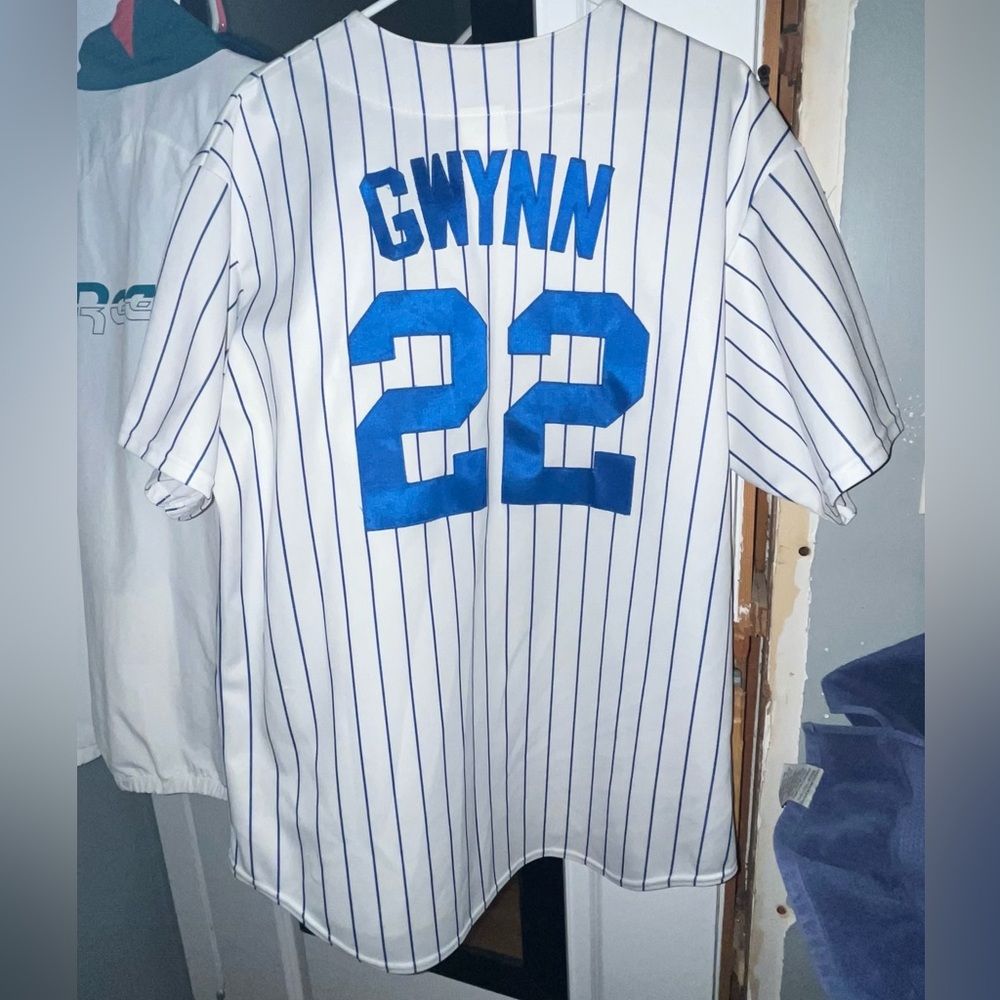 Milwaukee Brewers #22 Tony Gwynn Jr Majestic Pinstripe Retro MLB Baseball Jersey